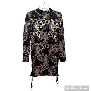 House of CB Purple Gold & Black Sequin Dress, Large